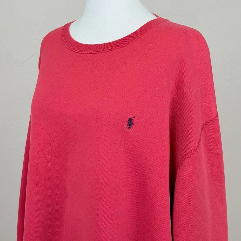 Vintage Polo Ralph Lauren Red Crew Neck Sweatshirt Size XL